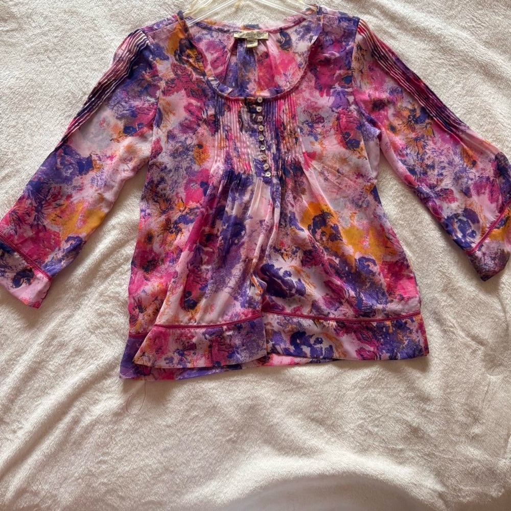 Vintage America Pink and Purple Floral Top